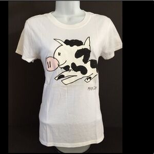 𝅺maximsart White T-shirt Cow American Apparel